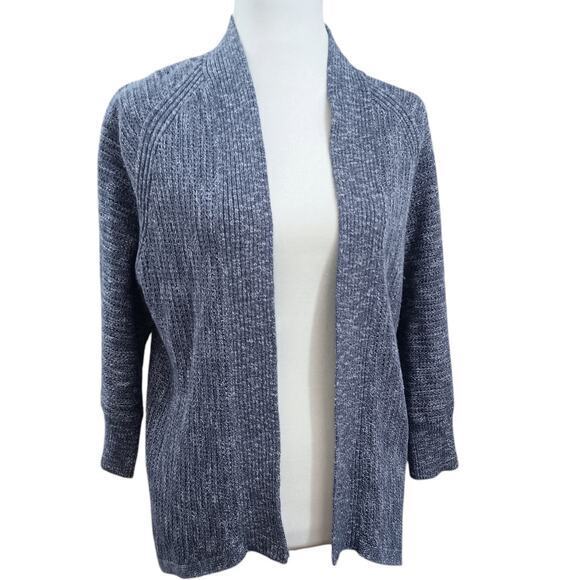 BANANA REPUBLIC Knitted‎ Sweater Open Front Cardigan Size Medium Blue Cotton - Picture 1 of 8